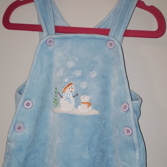 Boys Le Top Blue Velour Snow One Piece 12 Months - Picture 2 of 3